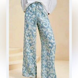 Zara Women’s Light Weight Printed 100% Ramie Wide Leg Pants